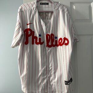 Nike Harper Phillies White and Red Men's Jersey